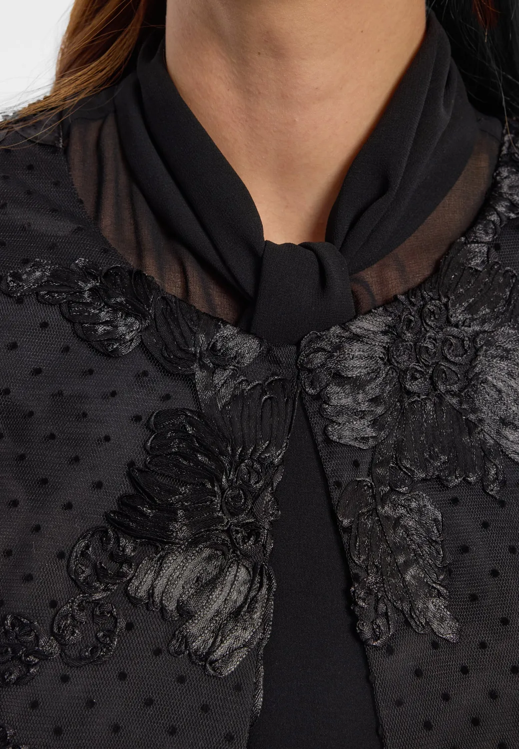 Ana Alcazar Elvie giacca nera fiori chiffon