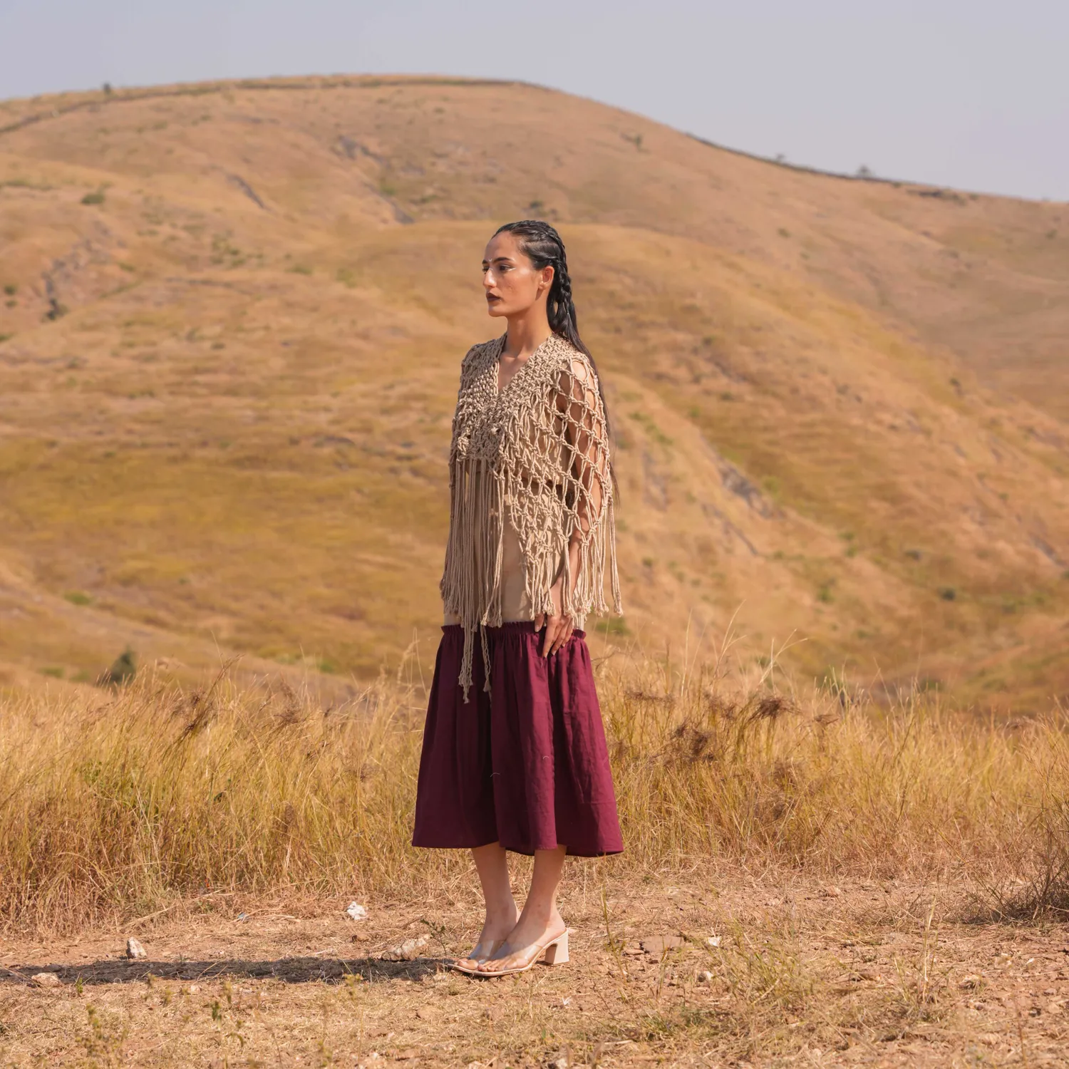 Our Dve Noura Top Marrone set 2 pezzi cotone