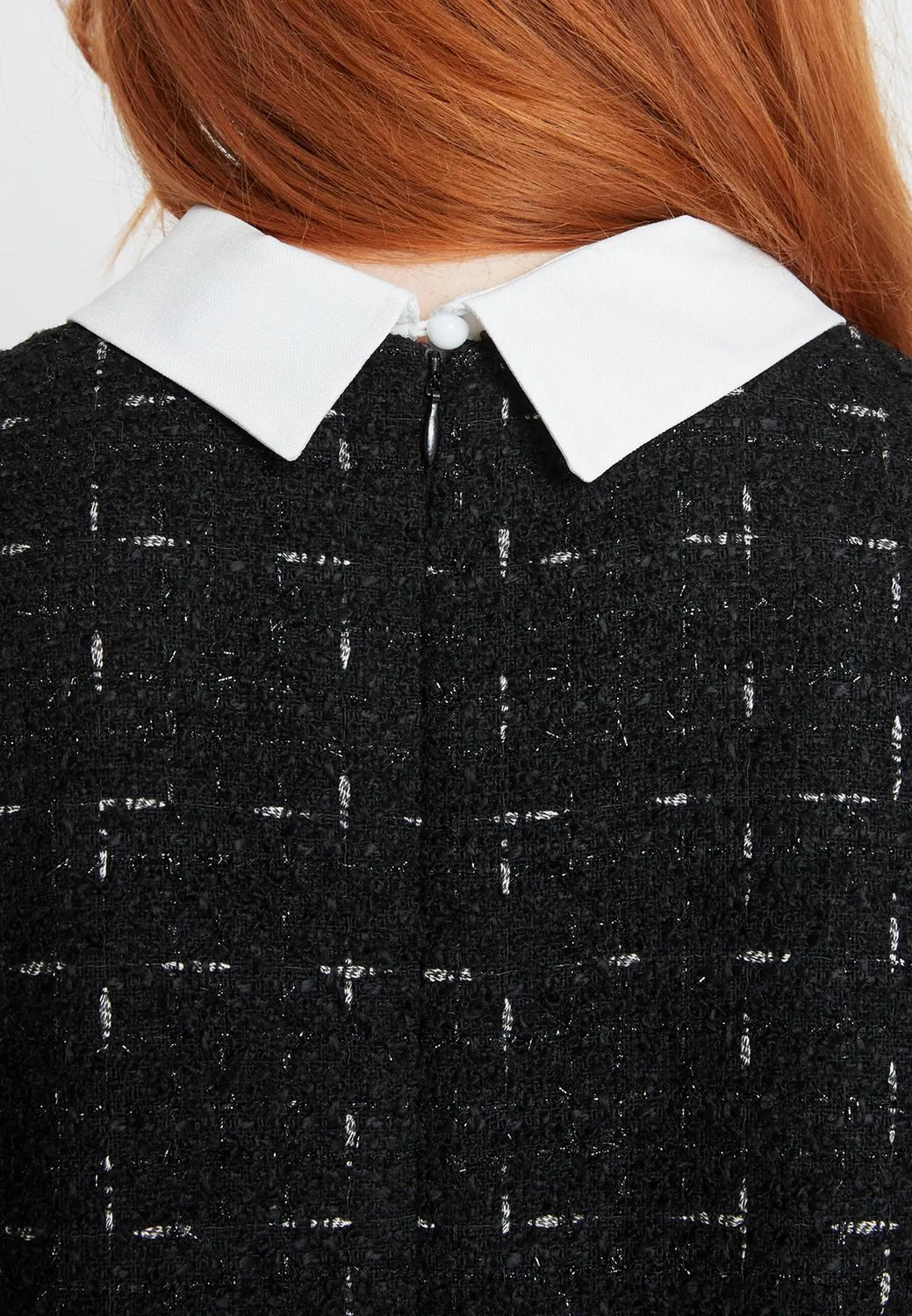 Ana Alcazar Sadora vestito bouclé nero corto