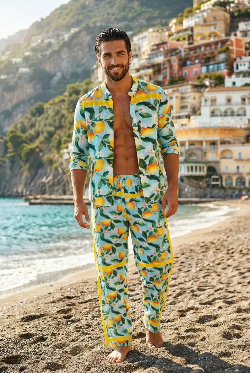 Antica Sartoria FC589 pantaloni lunghi uomo gialli cotone
