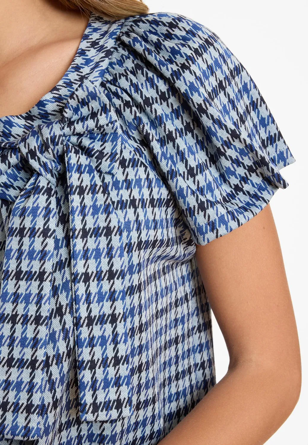 Ana Alcazar Asena mini abito pied-de-poule blu fiocco