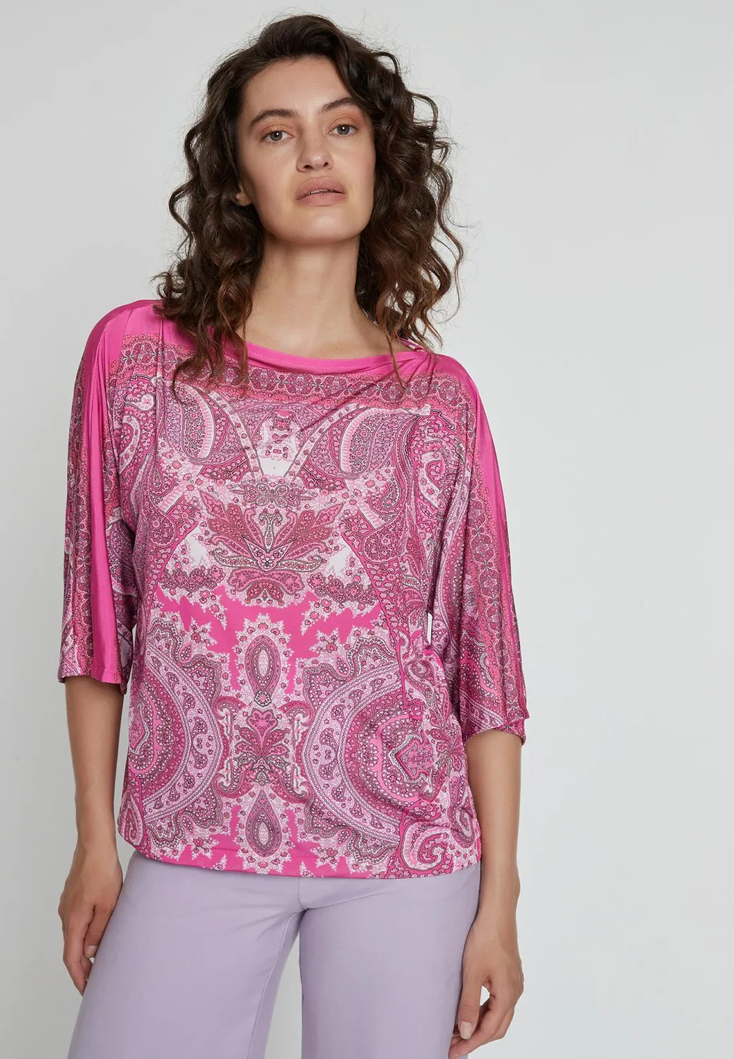Ana Alcazar Kimly top jersey paisley colorato