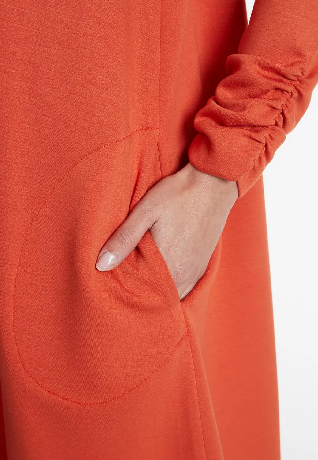 Ana Alcazar Saboja abito jersey arancio cut-out