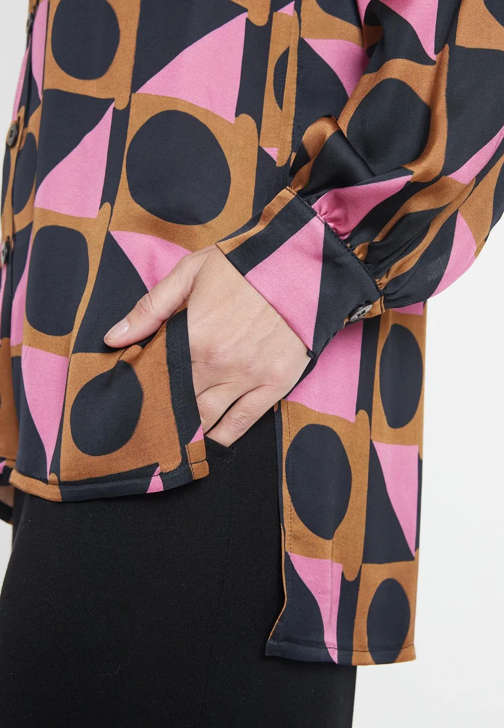 Ana Alcazar Maleni camicia fantasia geometrica scollo V