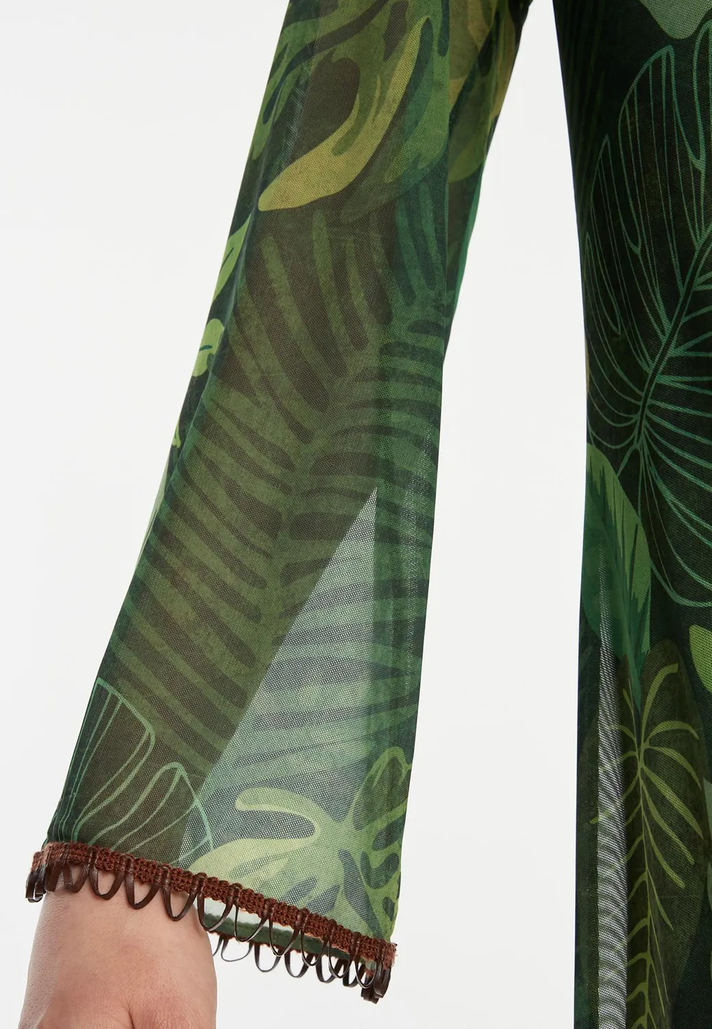 Ana Alcazar Ziesa abito caftano lungo verde jungle