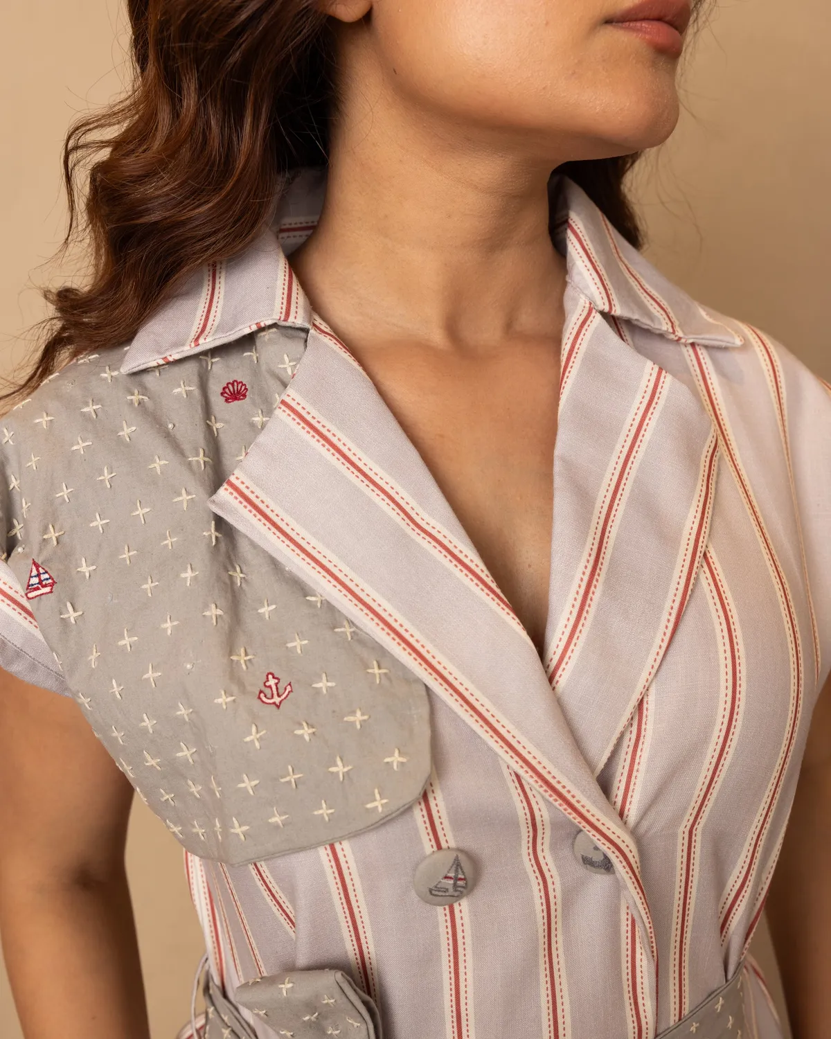 Our Dve Nautica Sail abito grigio poplin