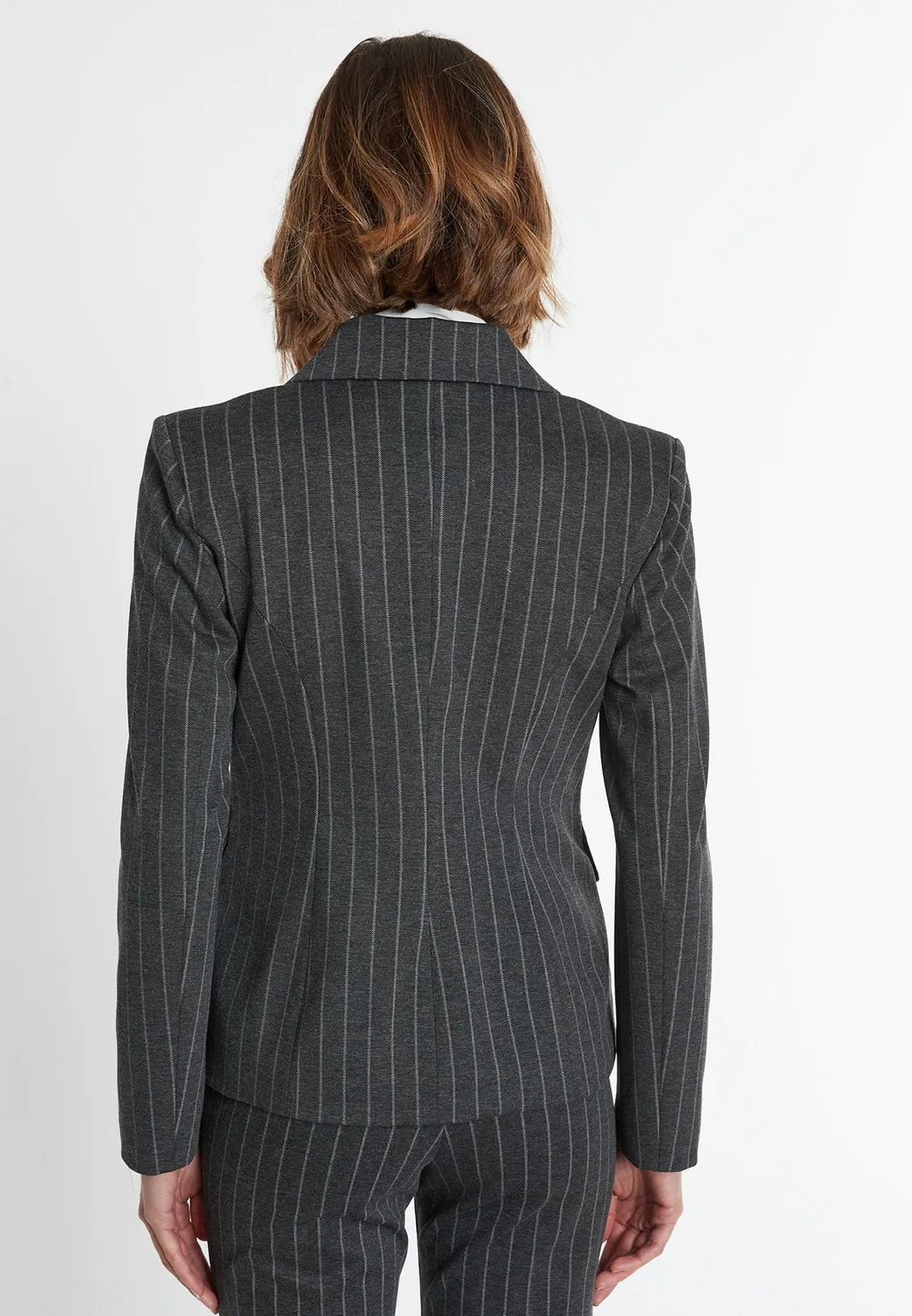 Ana Alcazar Sombea blazer gessato grigio doppiopetto