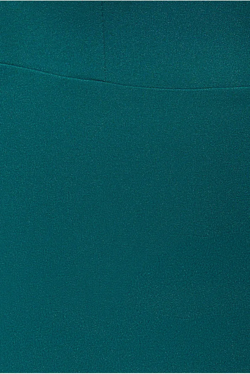Goddiva Scuba Plunging Neck abito lungo verde smeraldo