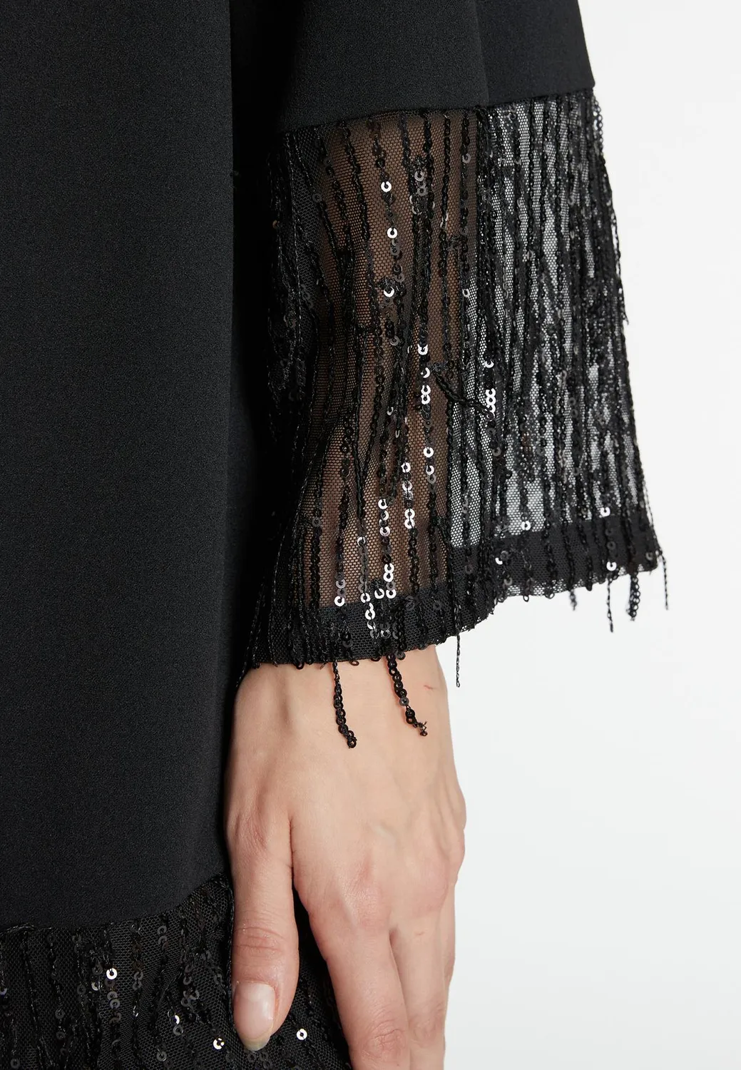 Ana Alcazar Ocane abito tunica nero paillettes corto