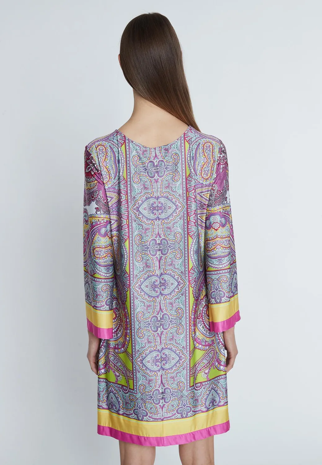 Ana Alcazar Ridana Abito Tunica Paisley Fucsia
