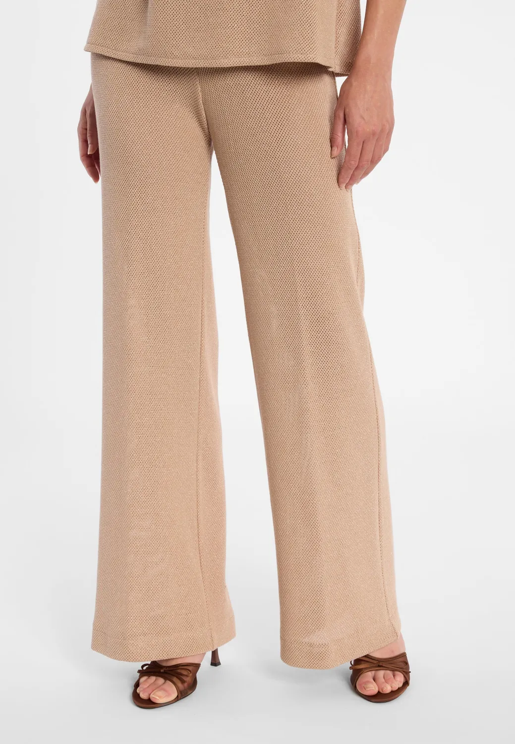 Ana Alcazar Dizia pantaloni maglia larghi beige