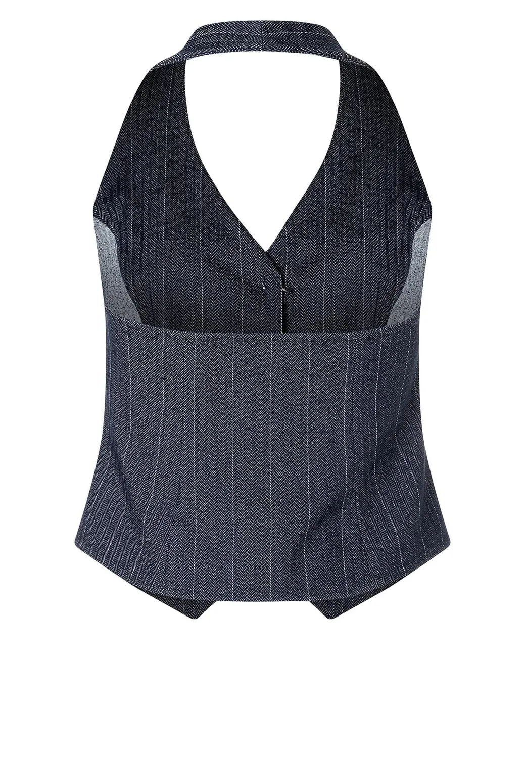 Ana Alcazar Apara gilet blu halterneck gessato