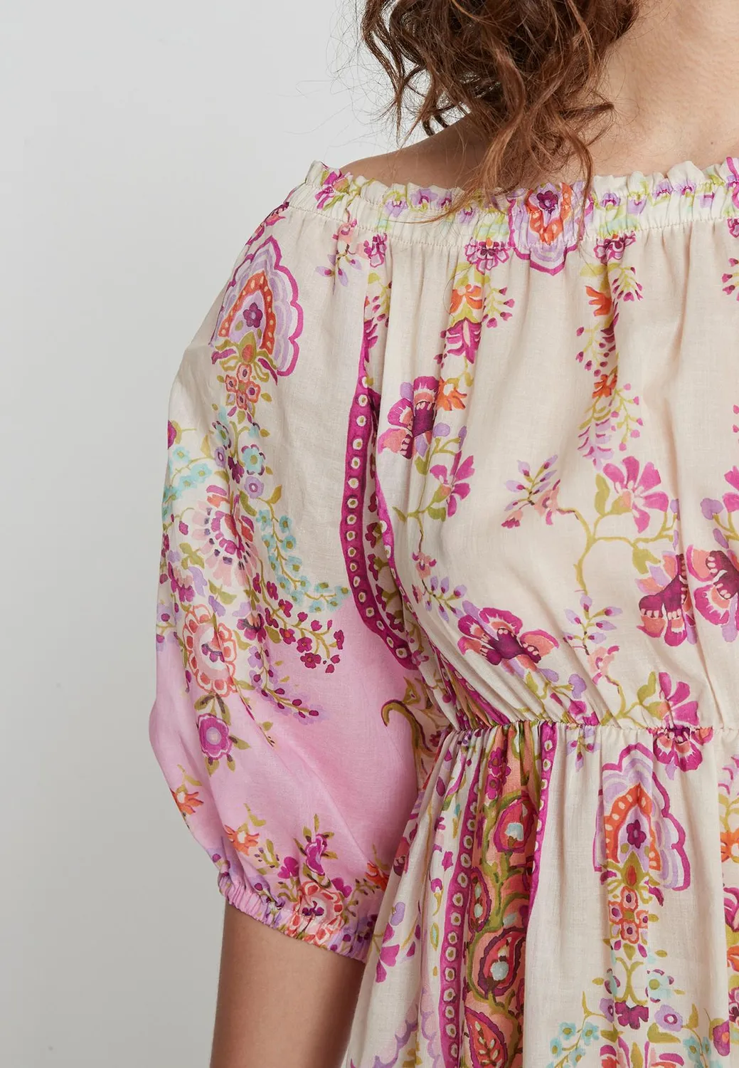 Ana Alcazar Kaja abito lungo carmen fiori rosa rosso