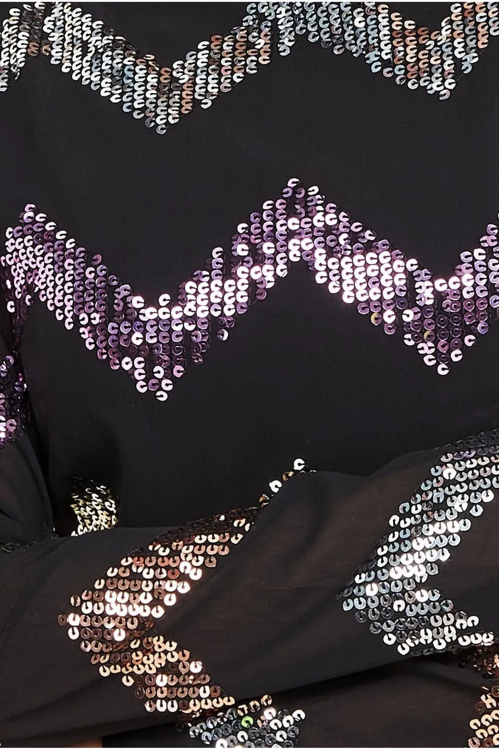 Goddiva Abito Mini Nero Paillettes Zig Zag DR3790 festa