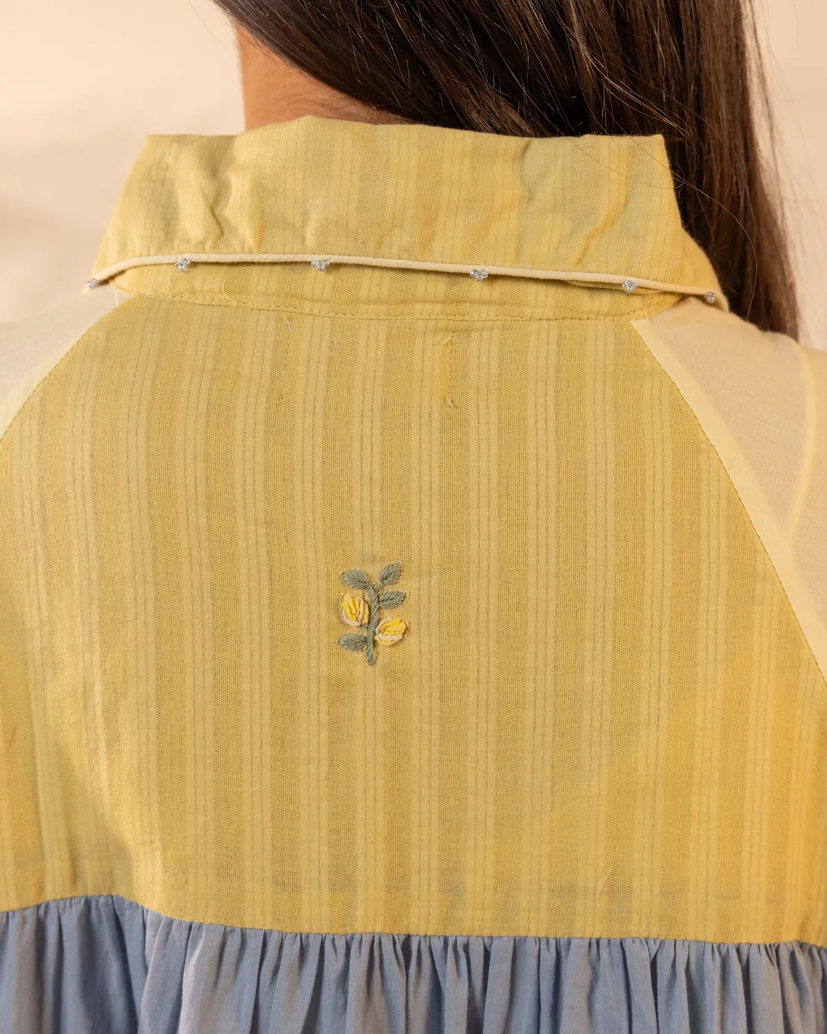 Our Dve Mango Mist abito cotone blu giallo taglia unica