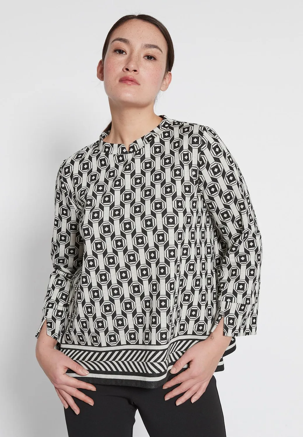 Ana Alcazar Heryle top fantasia bianco nero