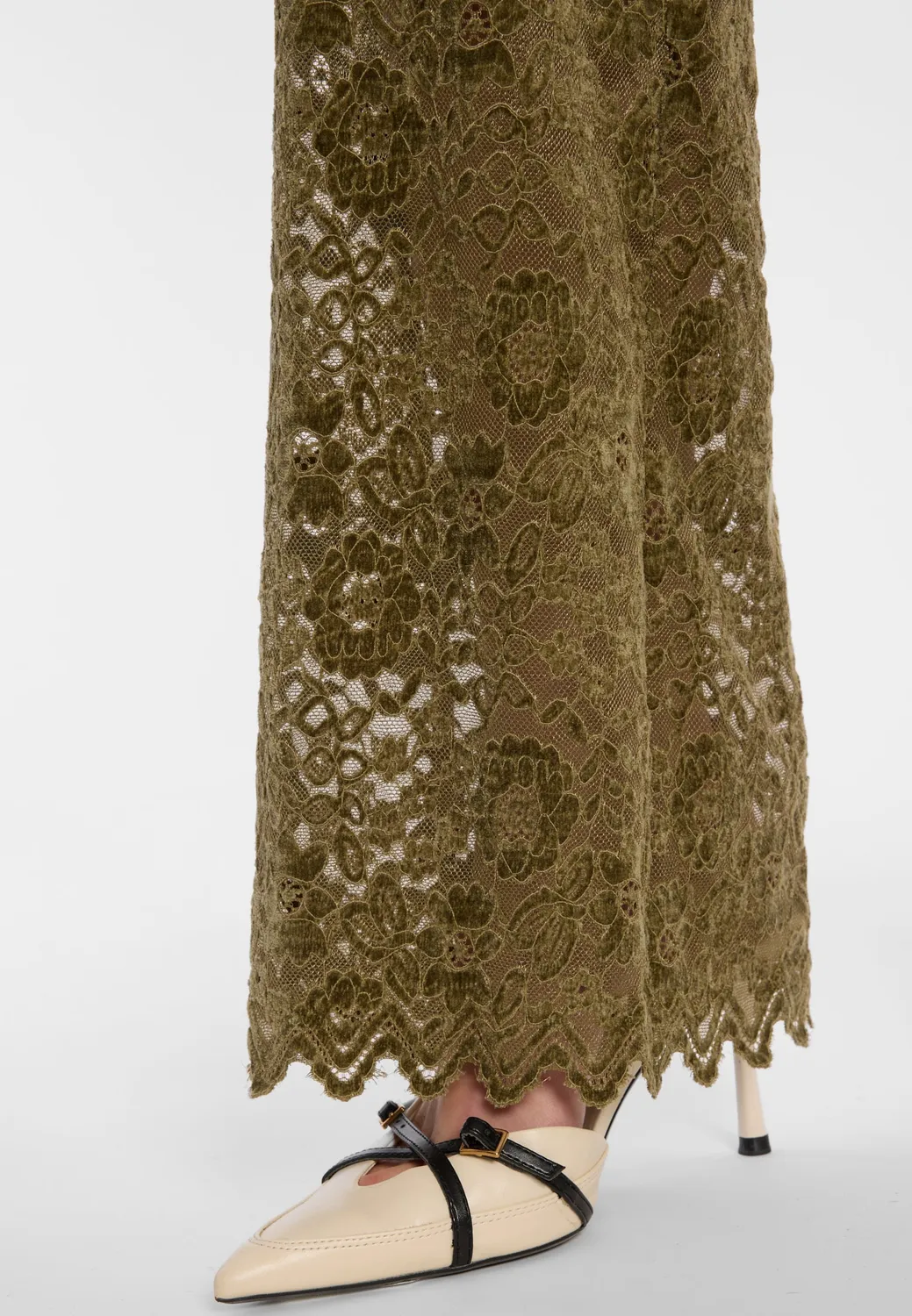 Ana Alcazar Enloroa pantaloni pizzo verde oliva