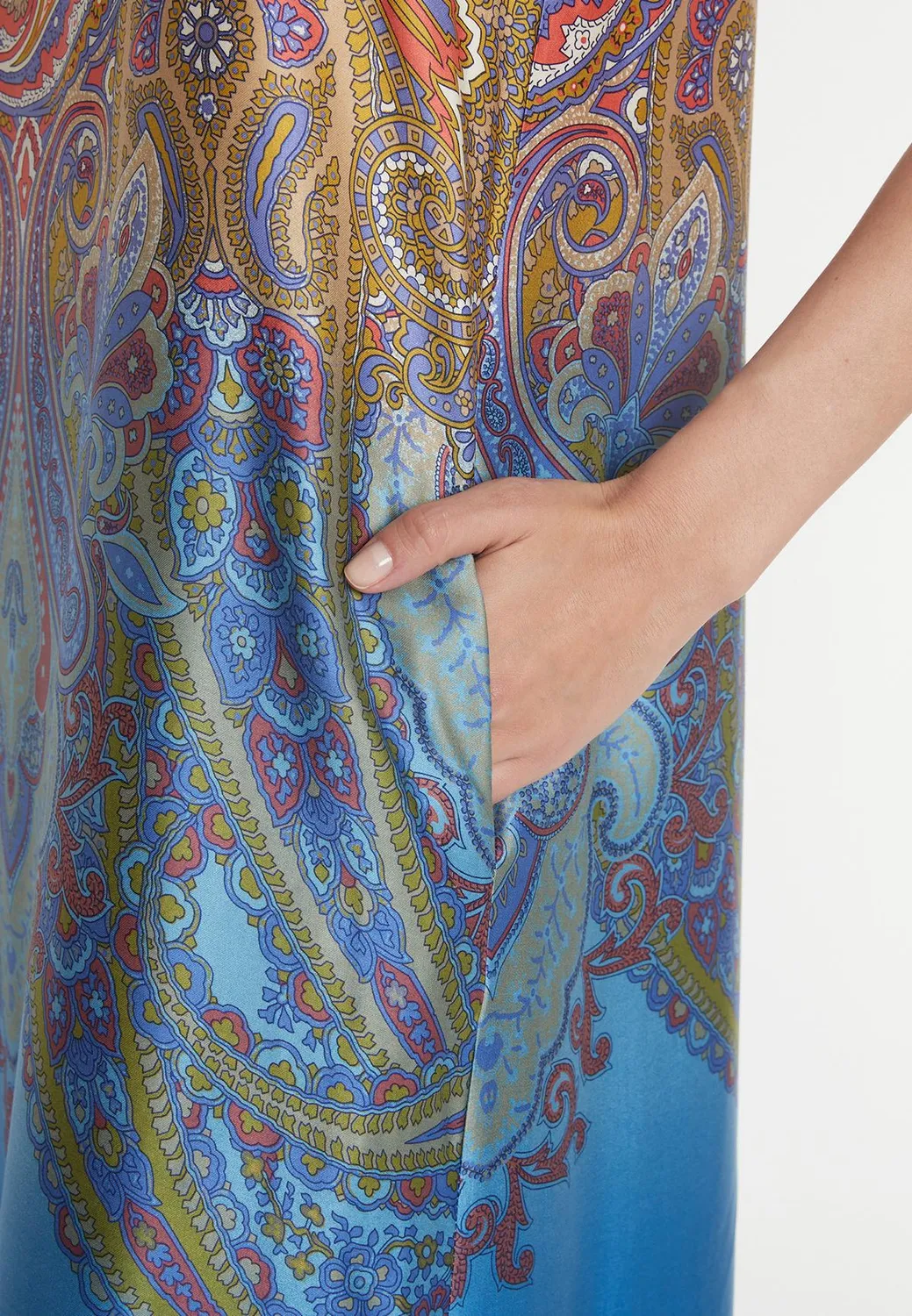 Ana Alcazar Pamita abito midi raso blu paisley