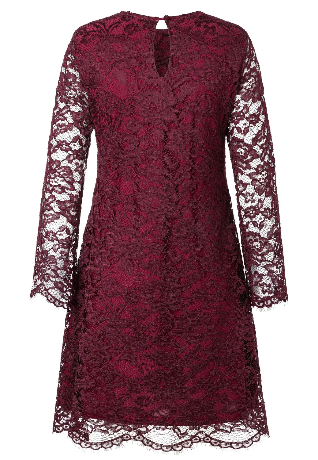 Ana Alcazar Enolory abito pizzo bordeaux maniche lunghe