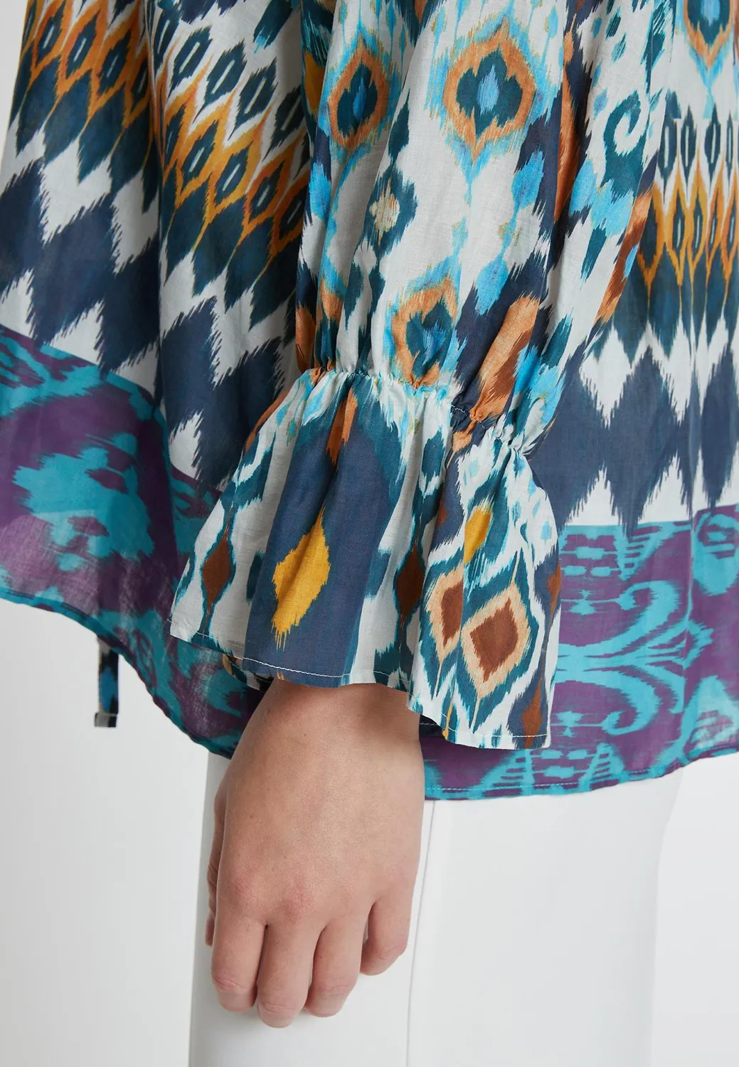 Ana Alcazar Kaira Wide Blouse blusa ampia blu zafferano