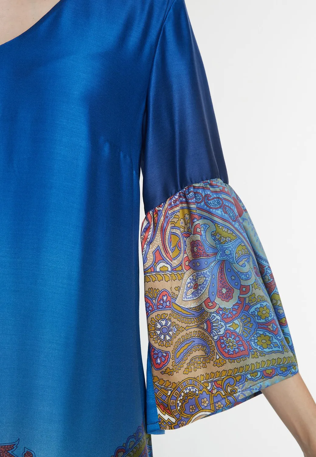 Ana Alcazar Pamea caftano midi blu raso invitata