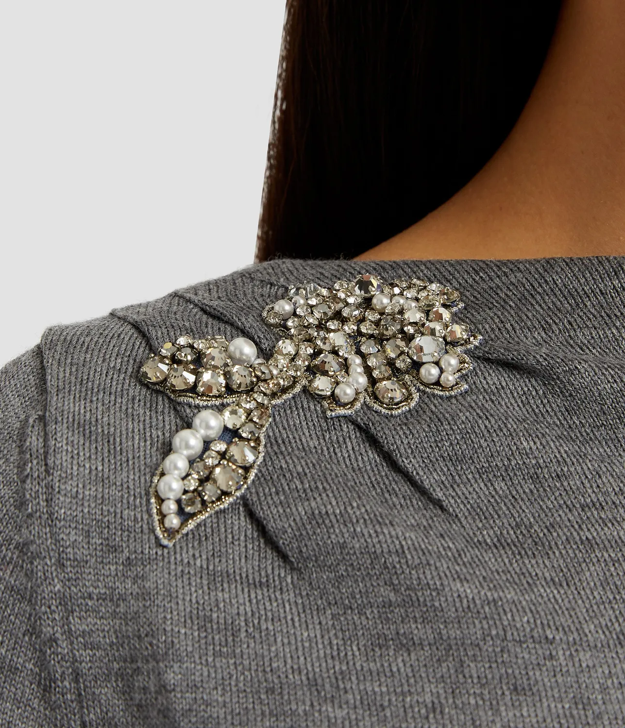 Erdem Drape Detail Knit Jumper maglione lana grigio