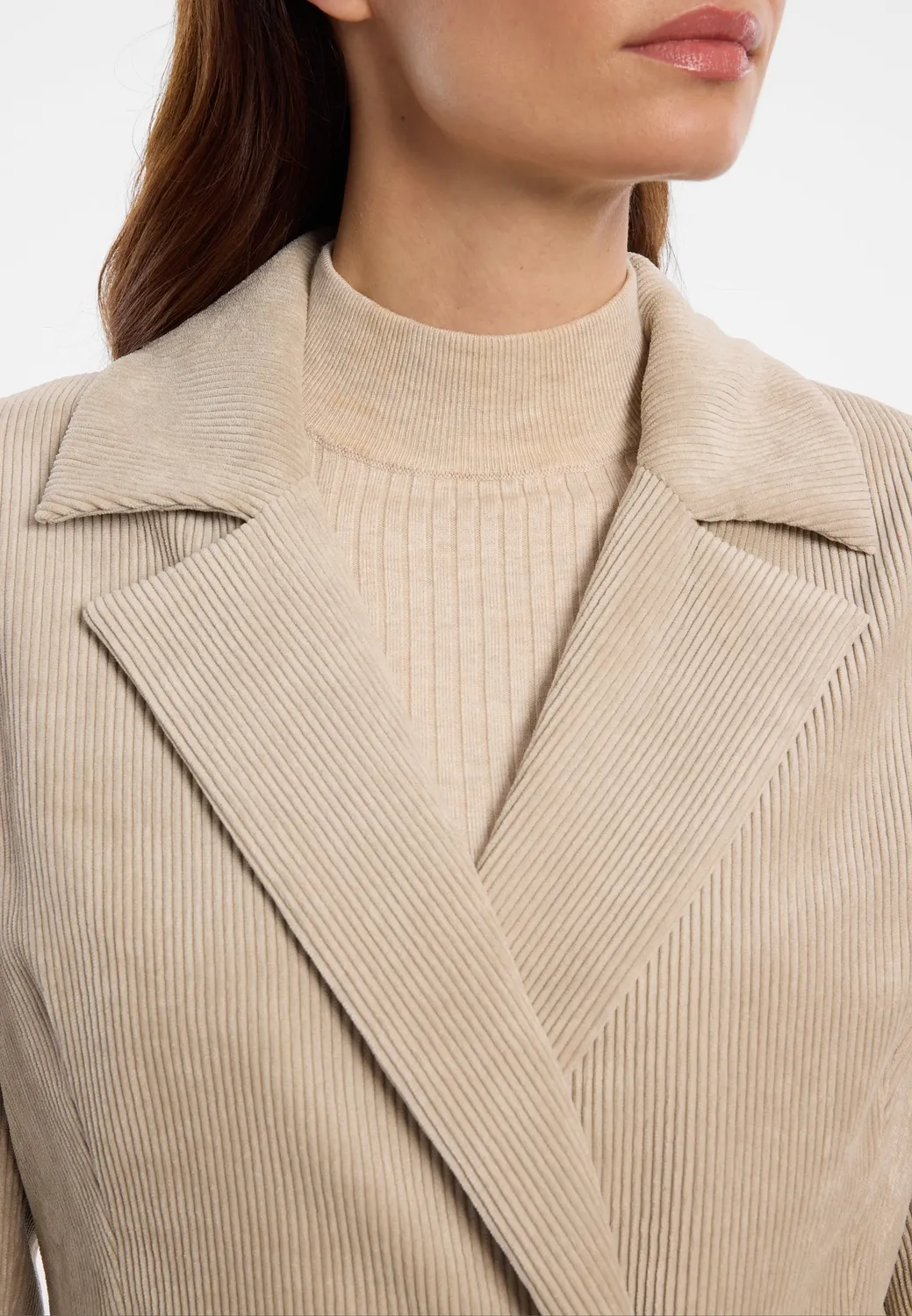 Ana Alcazar Enlivo blazer velluto beige doppiopetto
