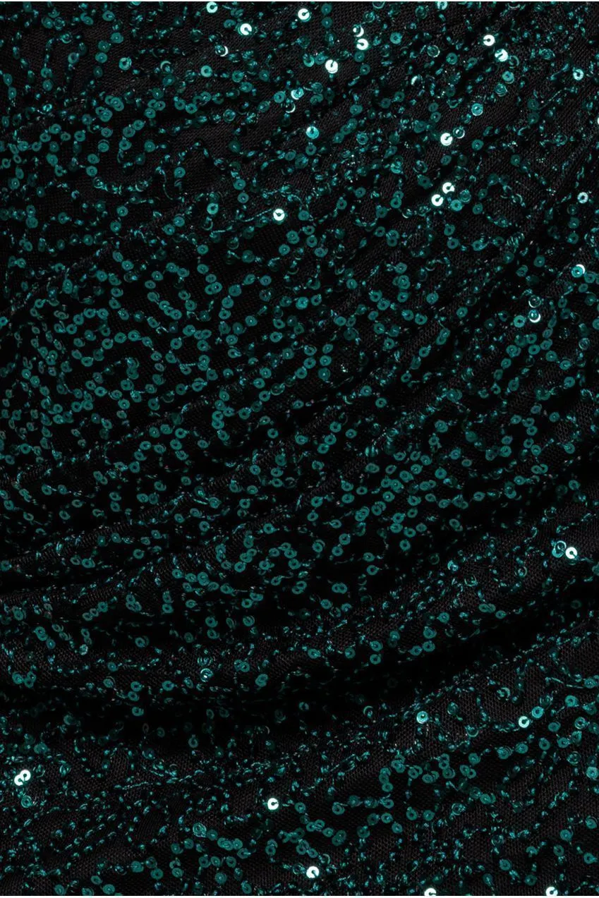 Goddiva Sequin Cowl abito midi verde smeraldo
