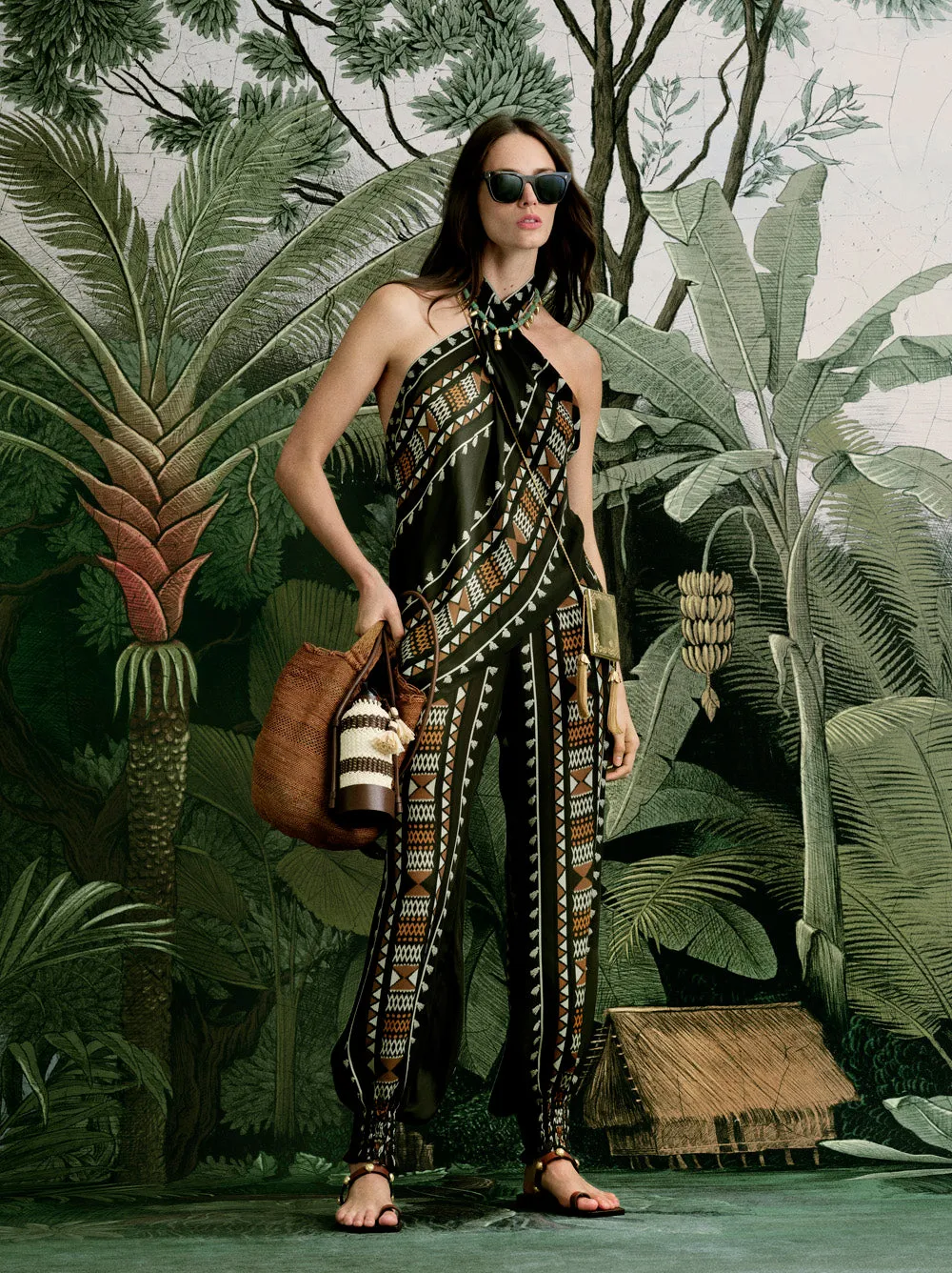 Johanna Ortiz Ancestral top seta verde vestibilità regolare