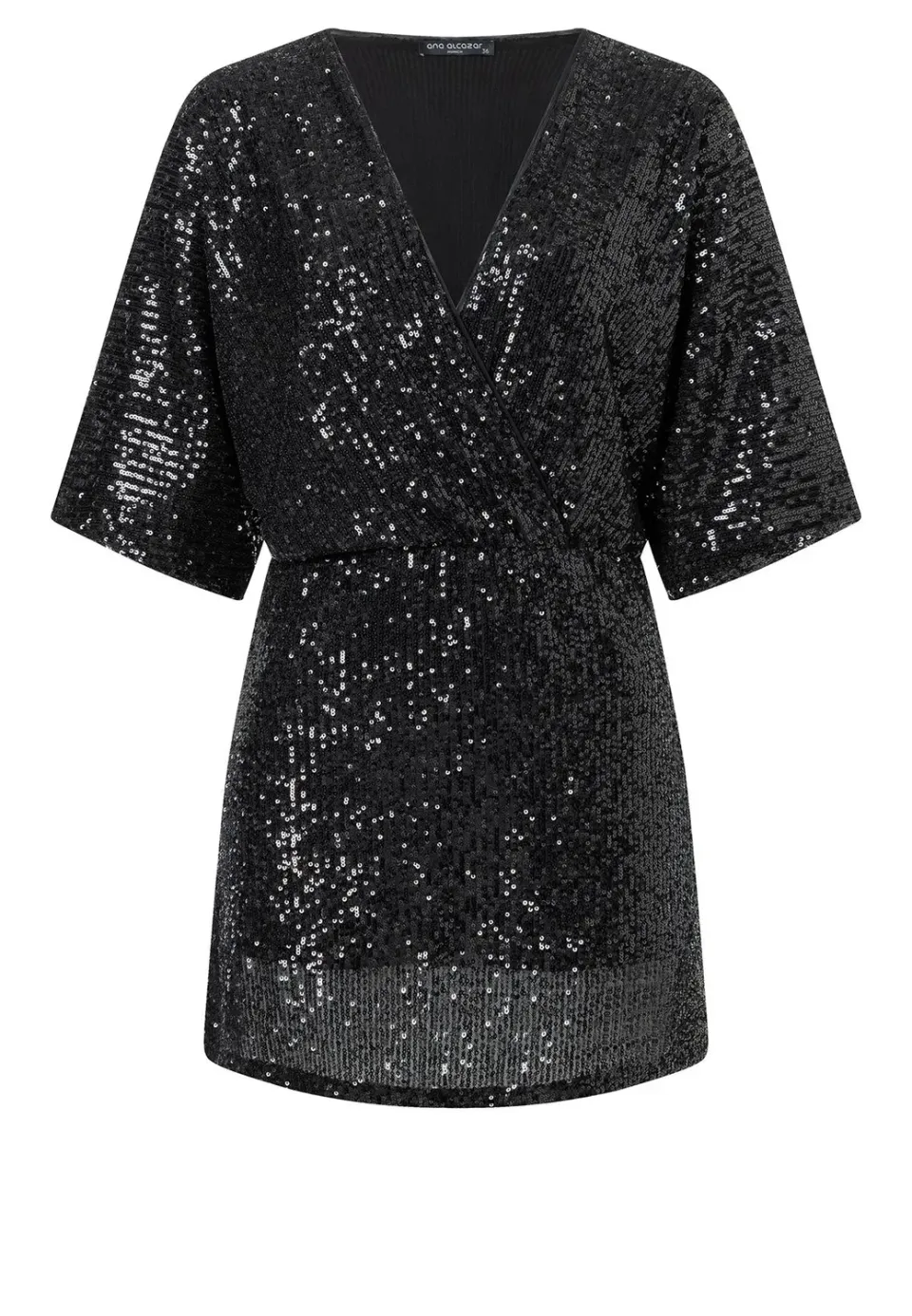 Ana Alcazar Tafara abito paillettes nero corto