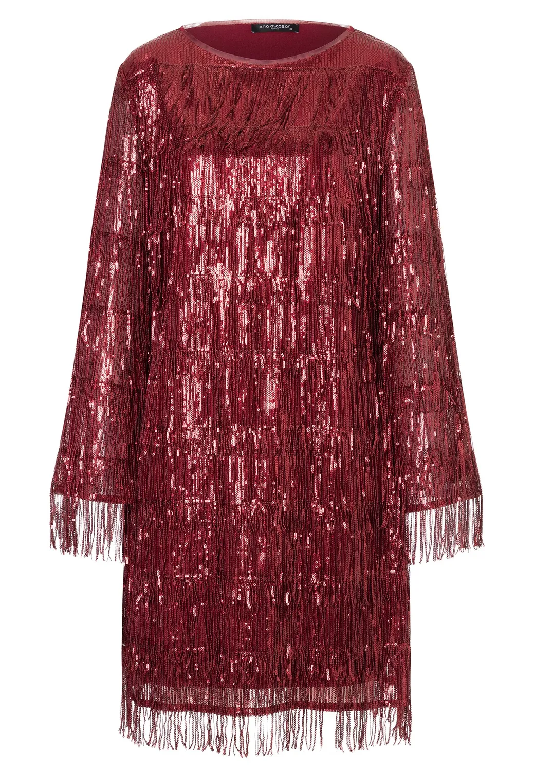 Ana Alcazar Cebora abito paillettes bordeaux corto
