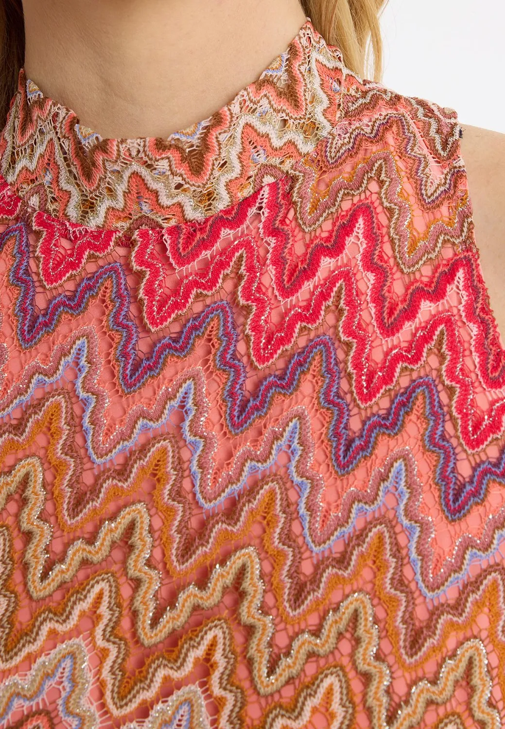 Ana Alcazar Zajosa vestito midi monospalla zigzag