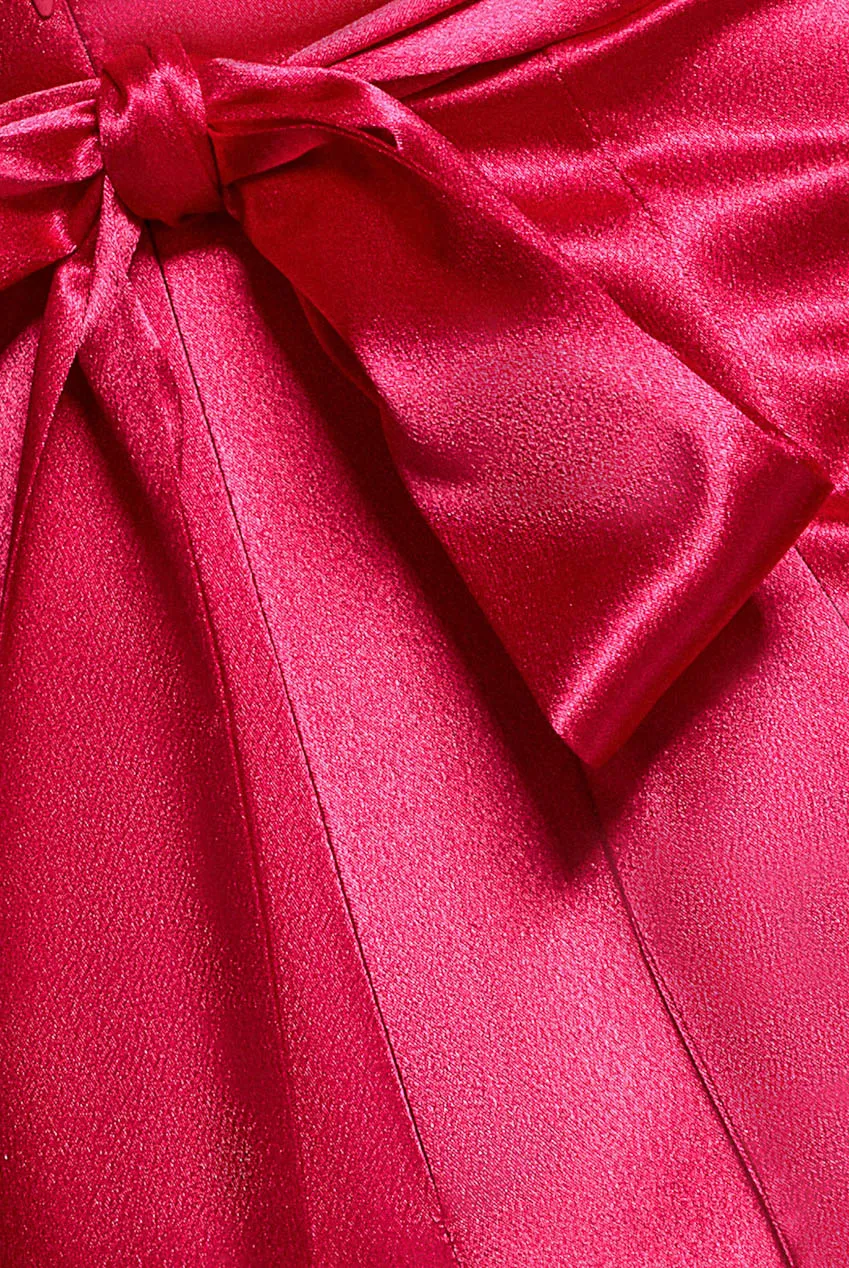 Goddiva Satin Cowl Neck tuta cerise raso