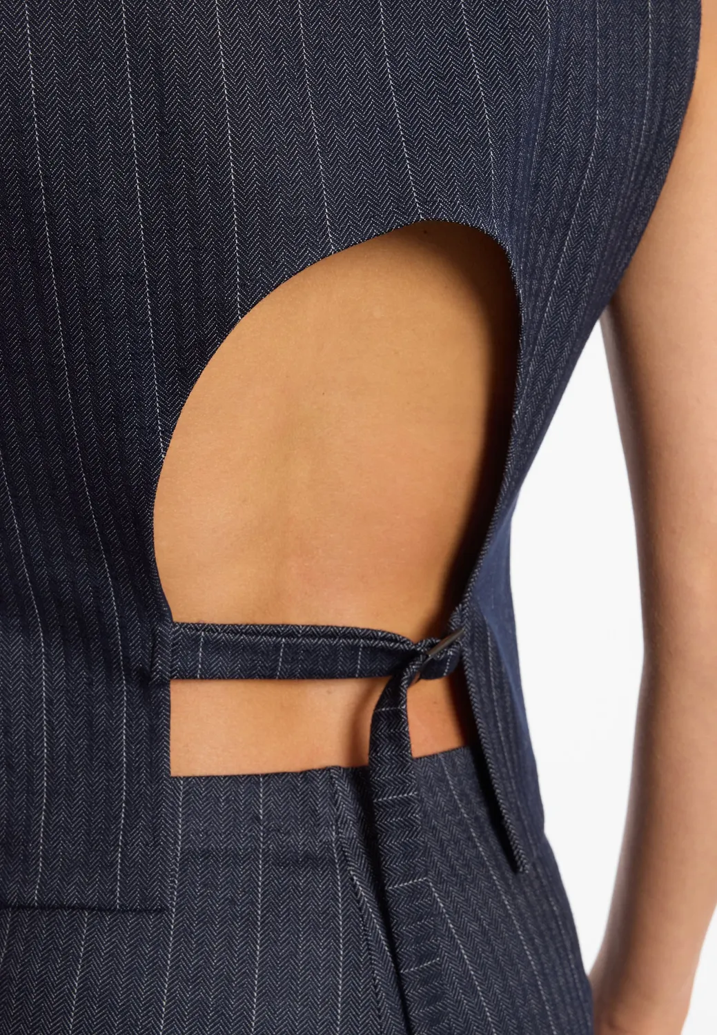 Ana Alcazar Enderlis gilet gessato blu schiena aperta