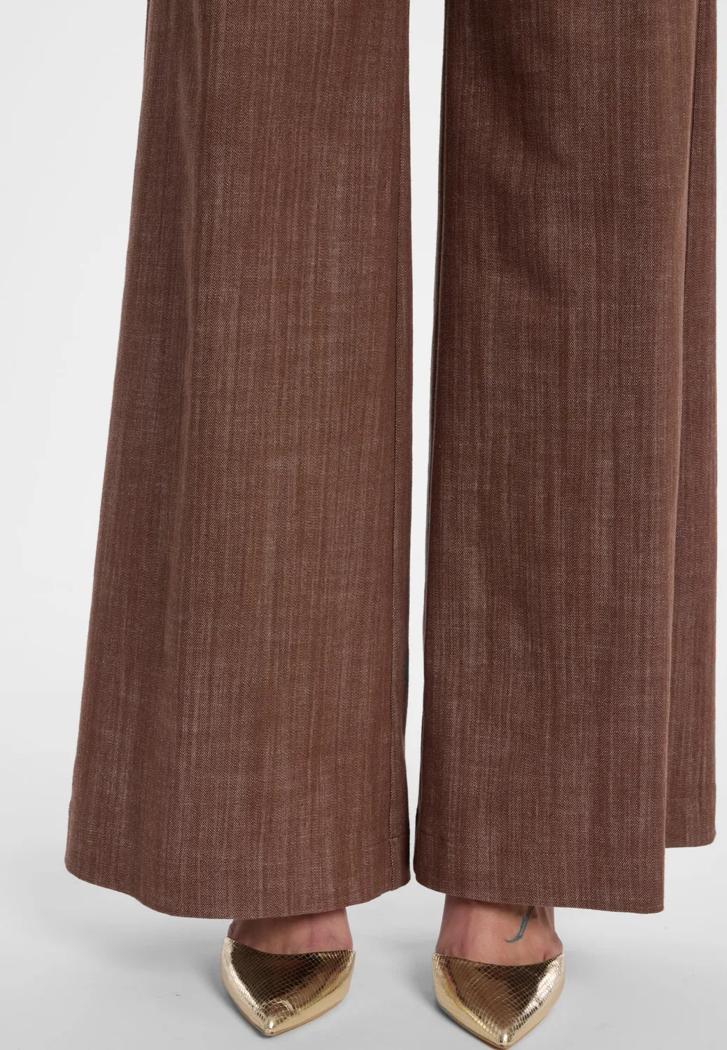Ana Alcazar Enlosia jeans palazzo marrone cognac