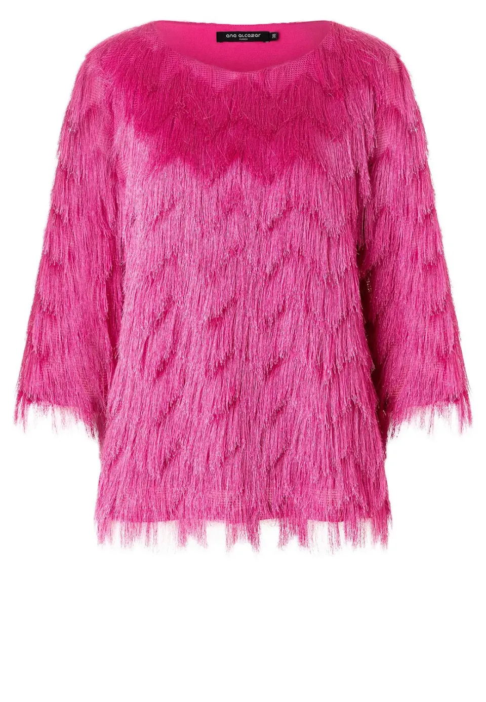 Ana Alcazar Macia top frange rosa zigzag
