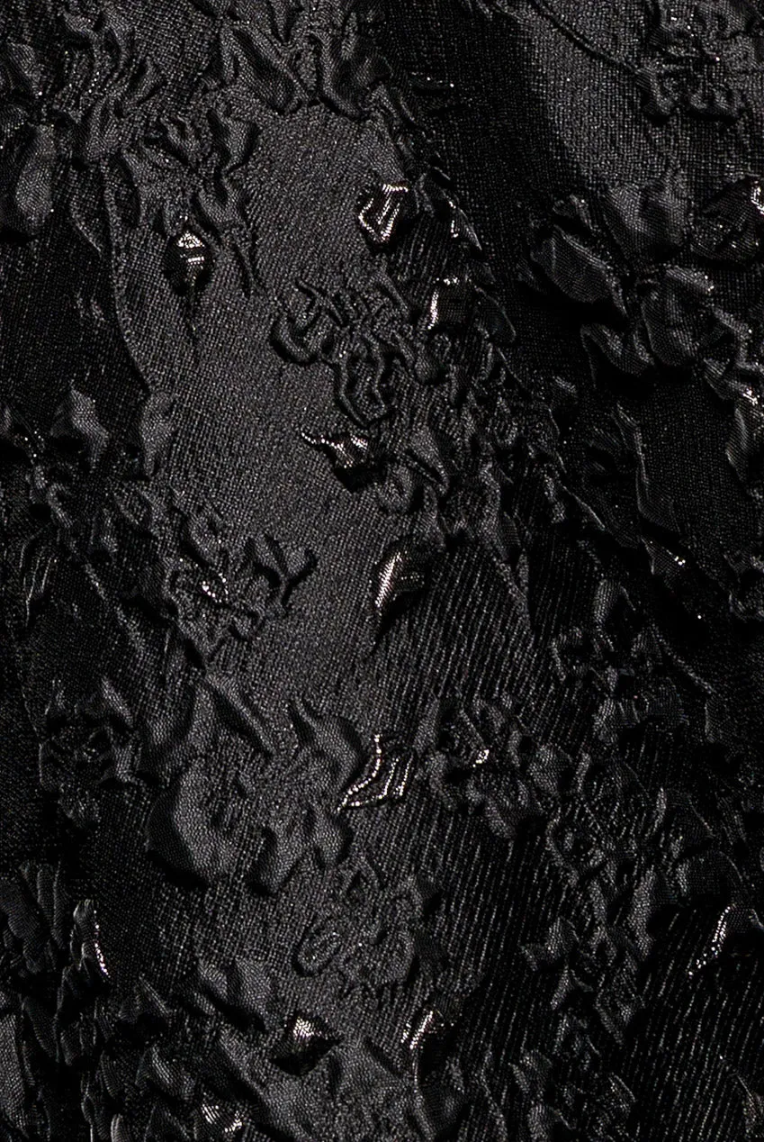 Goddiva Jacquard abito mini nero scollo a V spalline sottili