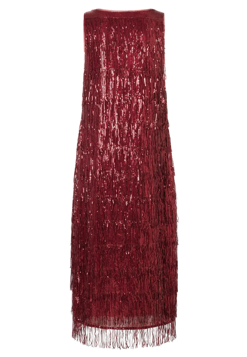 Ana Alcazar Cebi abito paillettes bordeaux frange