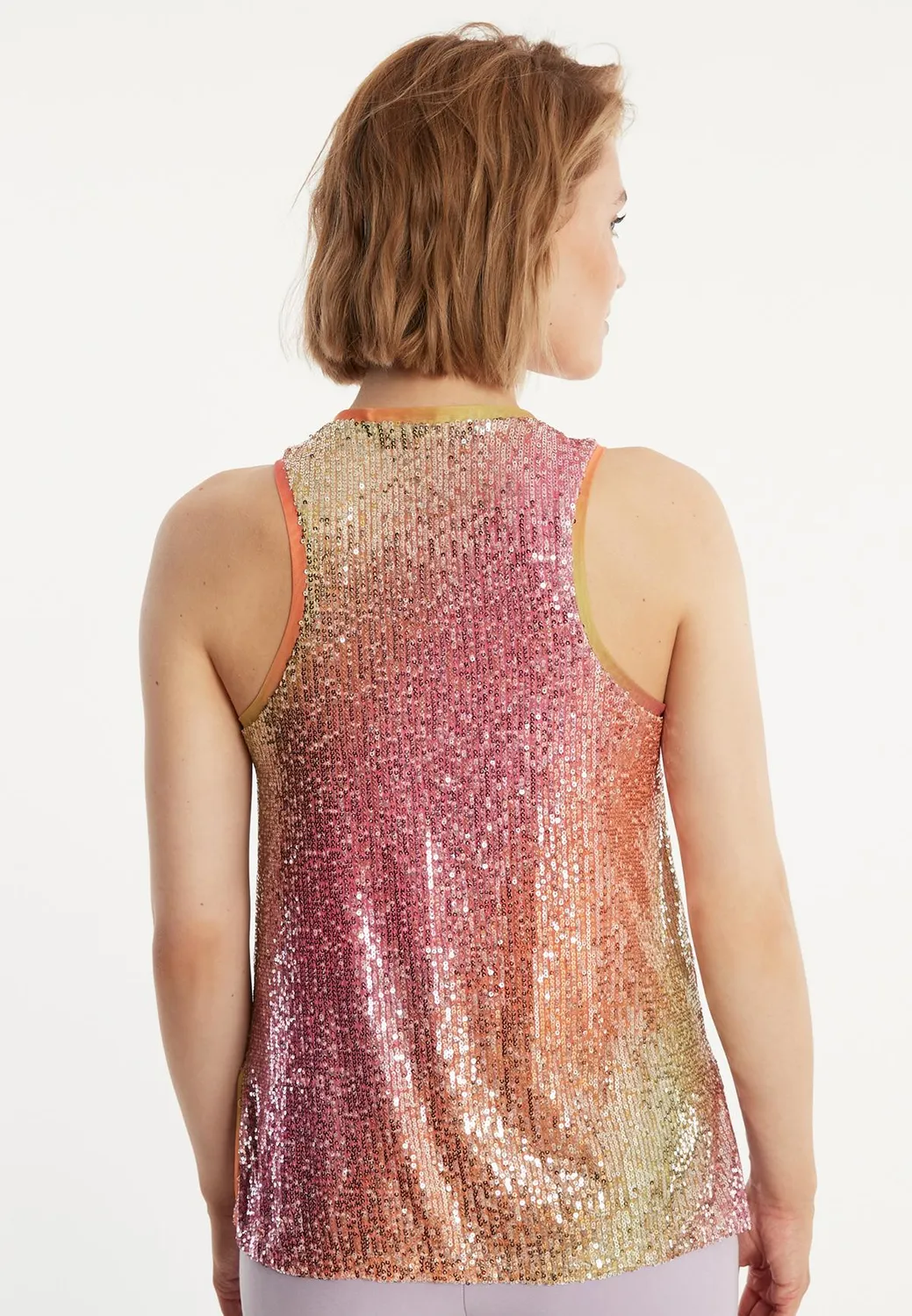 Ana Alcazar Zagara top paillettes pastello rosa