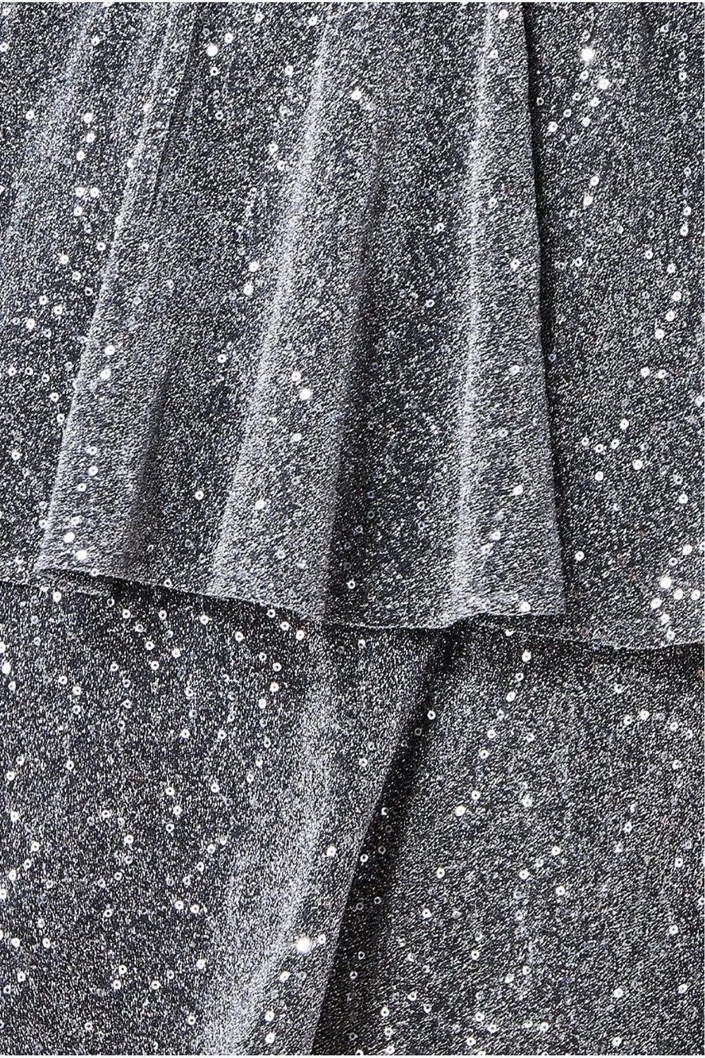 Goddiva Sequin Lurex abito midi argento paillettes