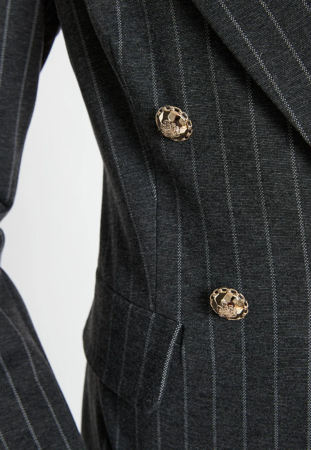 Ana Alcazar Sombea blazer gessato grigio doppiopetto