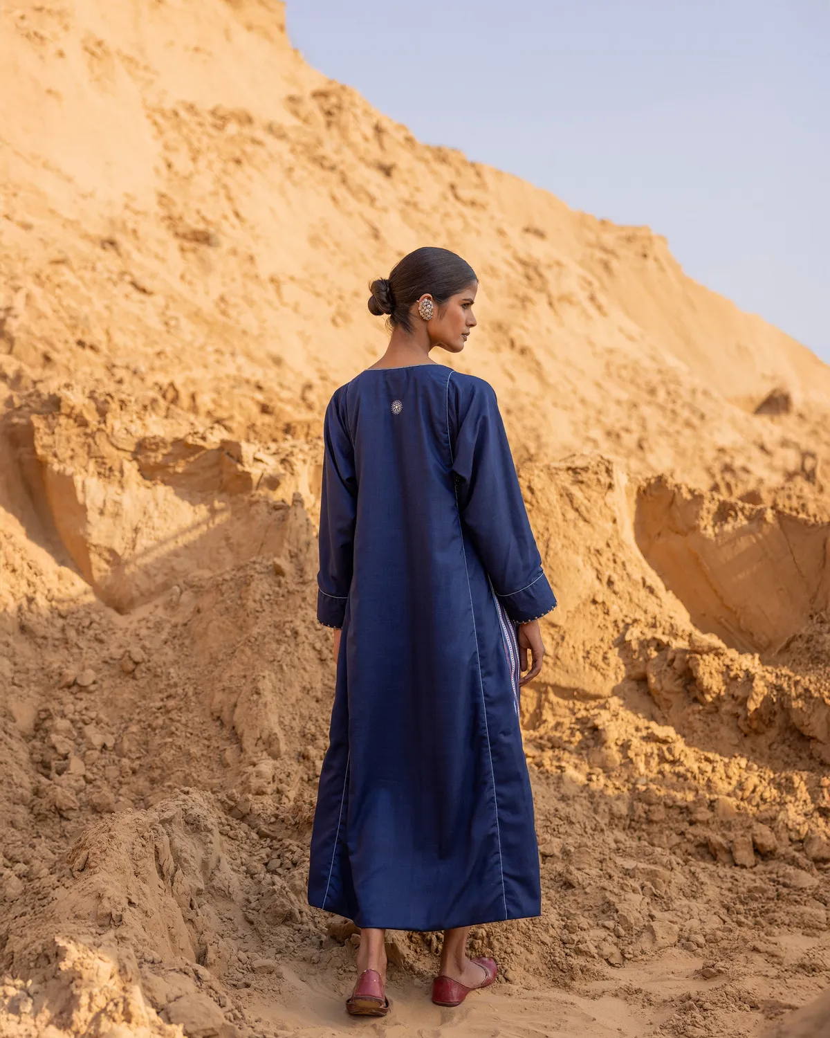 Our Dve Oraan Dress abito blu indaco seta