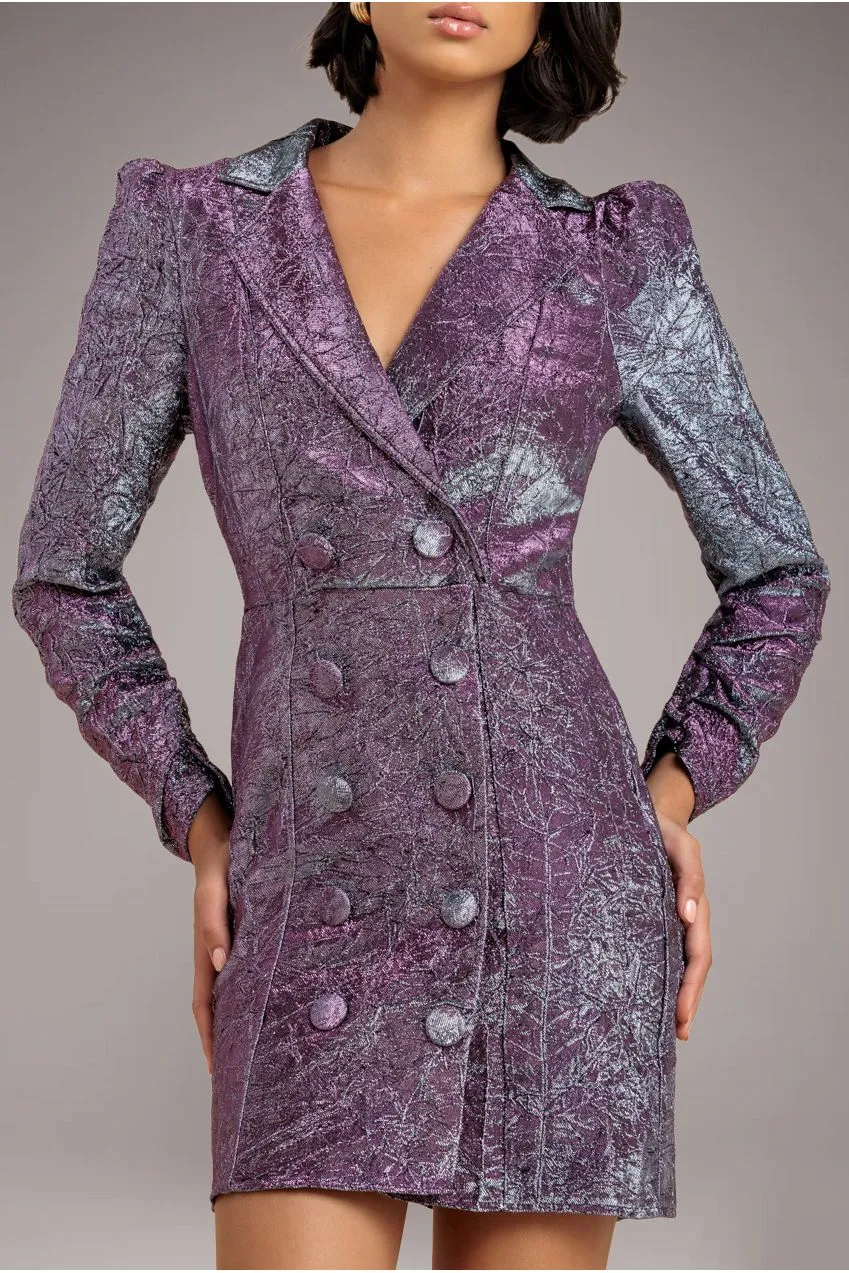 Goddiva DR3669 abito blazer argento mini foil