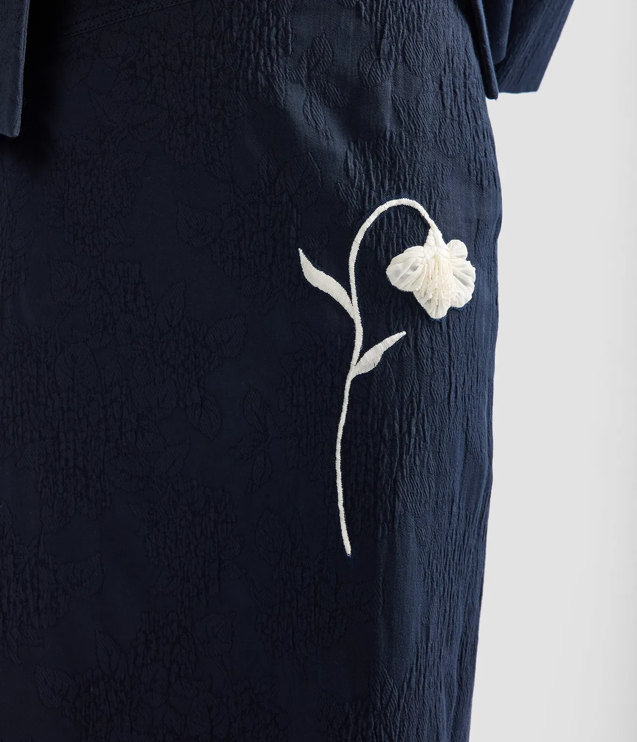 Erdem Flower Jacquard gonna midi blu ricamata