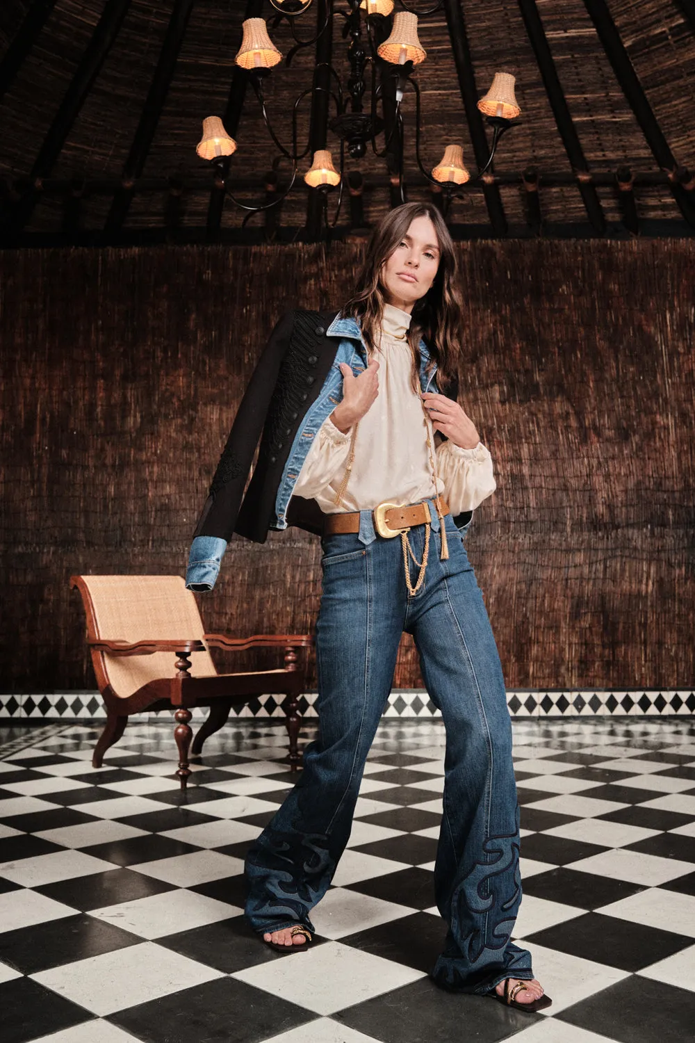 Johanna Ortiz Edge Stitch pantaloni jeans denim blu