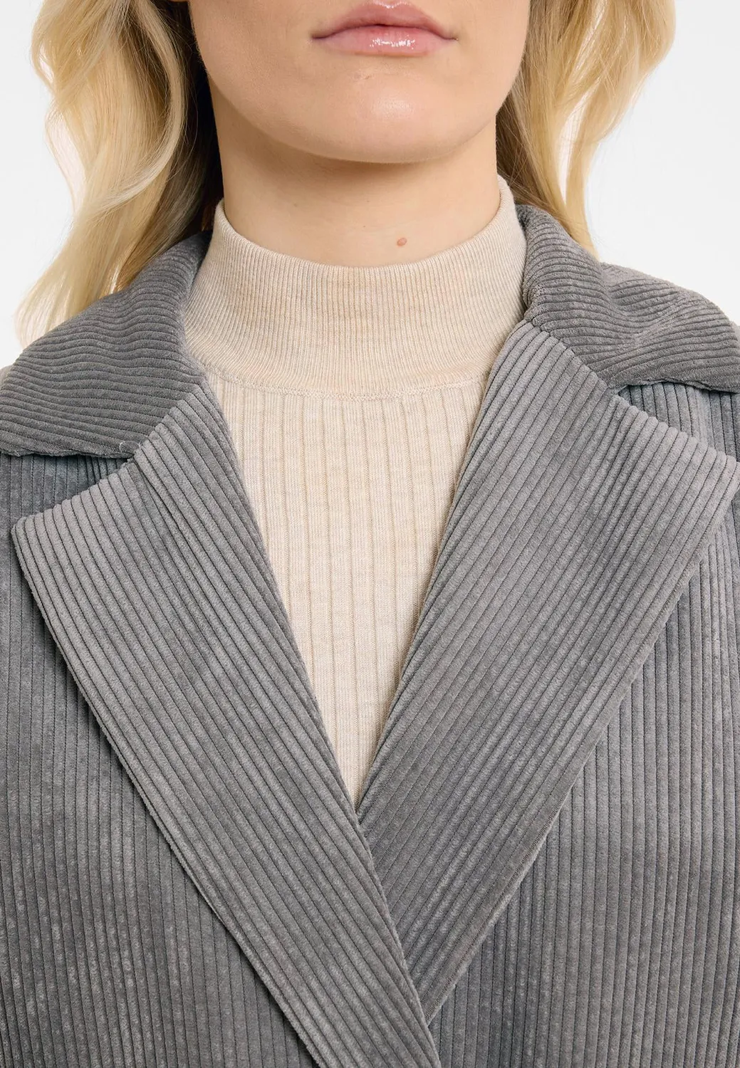 Ana Alcazar Adia blazer velluto grigio doppiopetto