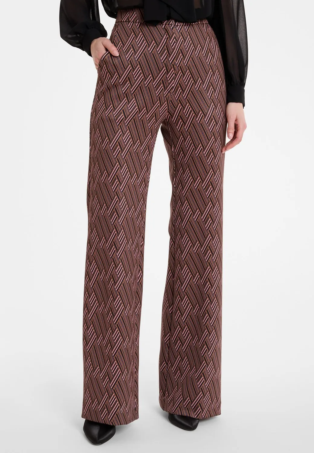 Ana Alcazar Awosi pantaloni palazzo bordeaux fantasia