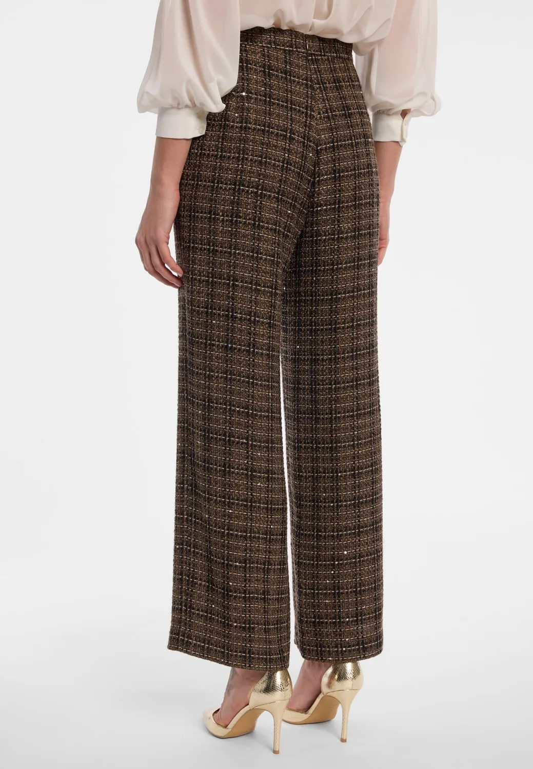 Ana Alcazar Enamoria pantaloni cropped tweed marrone