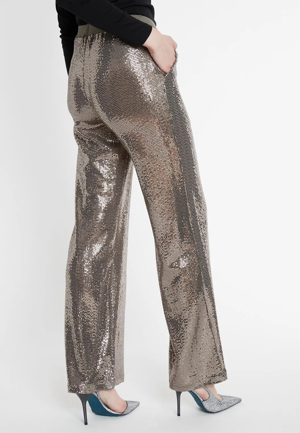 Ana Alcazar Saguna pantaloni paillettes argento dritti