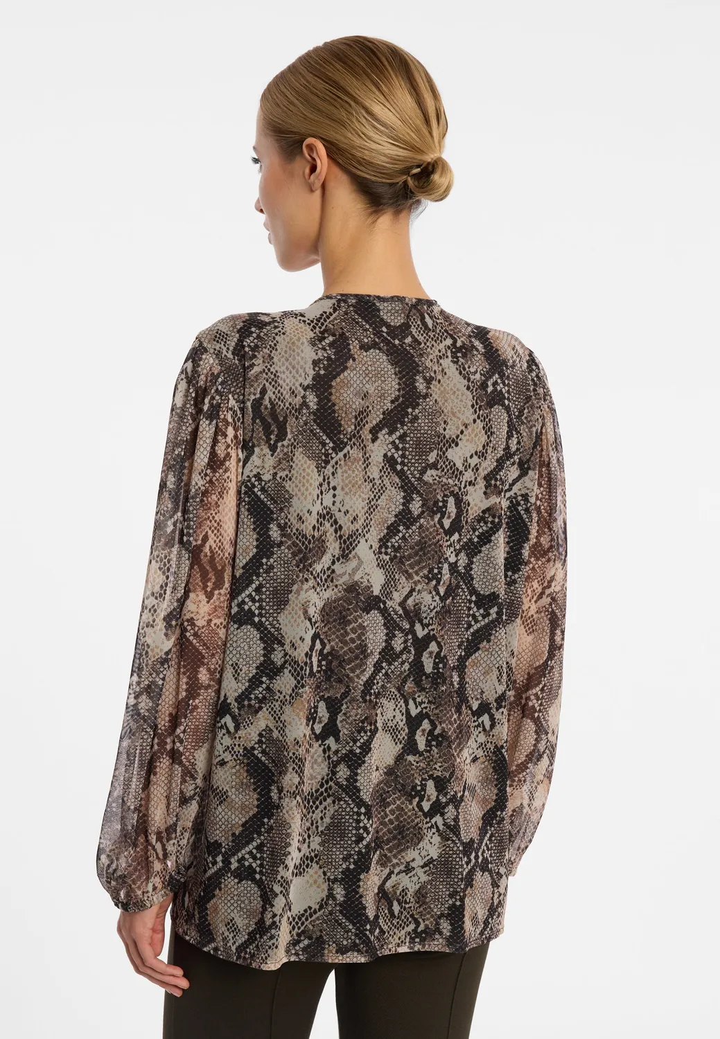 Ana Alcazar Etorae blusa rete pitonata marrone